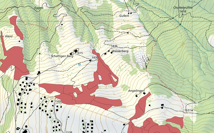 swisstopo national map showing the protected perimeter of Eggbergen (Dry meadow)