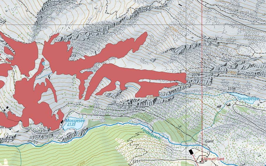 swisstopo national map showing the protected perimeter of Eggen (Dry meadow)