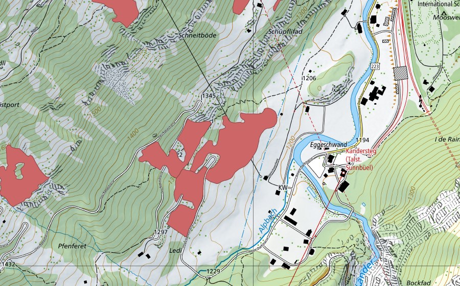 swisstopo national map showing the protected perimeter of Eggeschwand (Dry meadow)