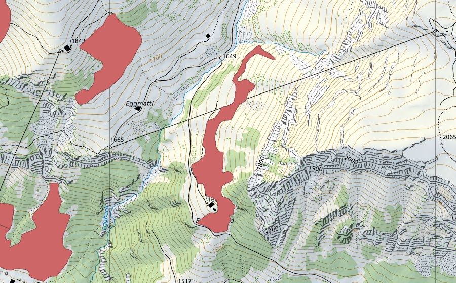 Carte nationale swisstopo avec le périmètre protégé de Eggschwand (Prairie sèche)