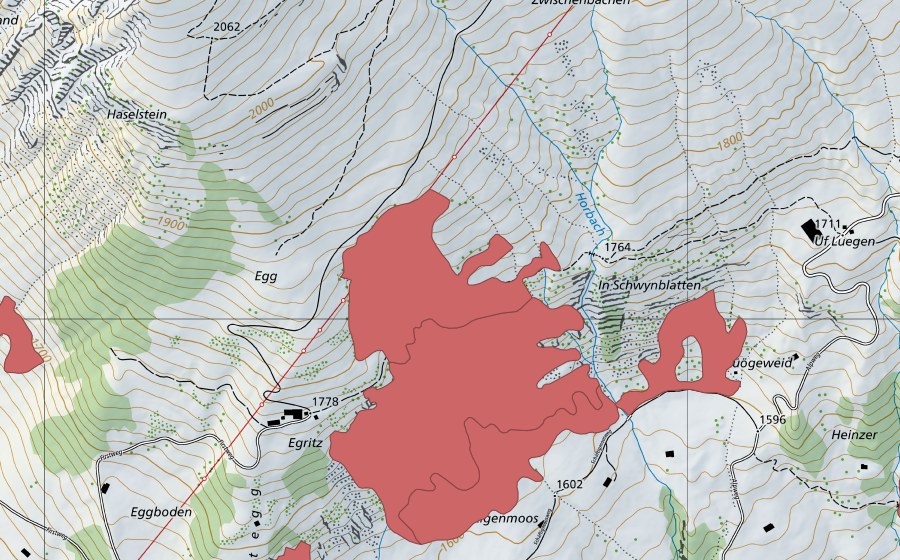 Carte nationale swisstopo avec le périmètre protégé de Egritz (Prairie sèche)