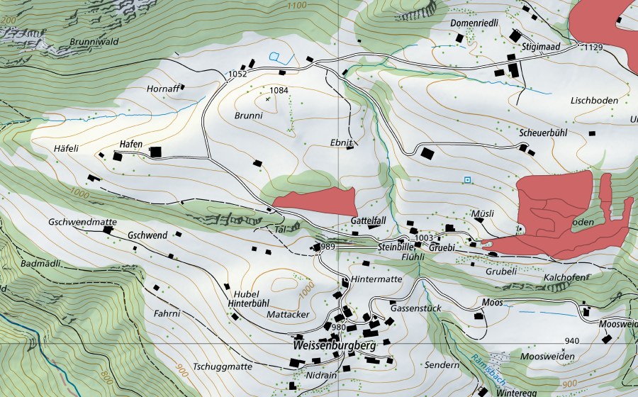 Carta nazionale swisstopo con il perimetro protetto di Flüeli (Prato secco)