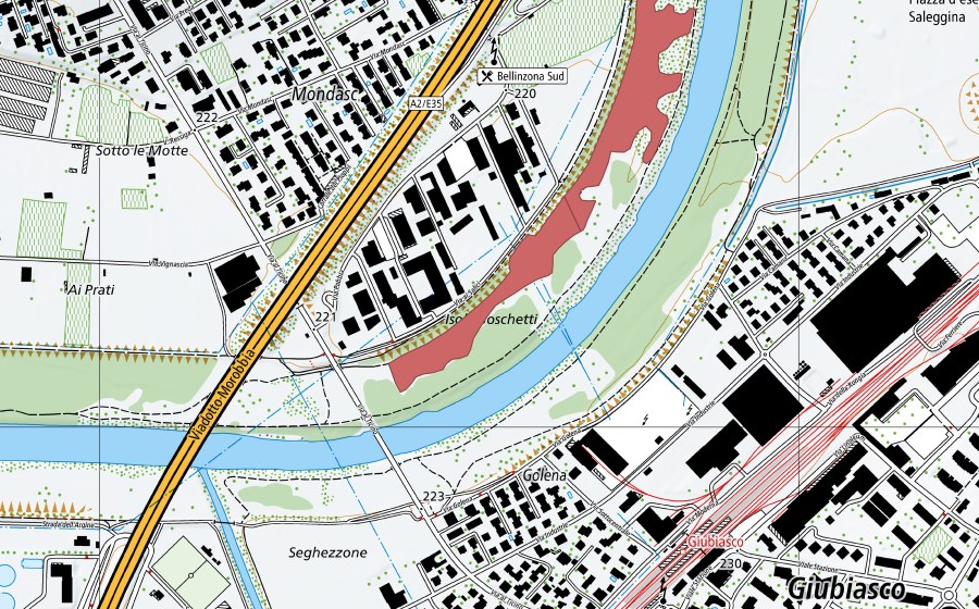 Carte nationale swisstopo avec le périmètre protégé de Galbis (Prairie sèche)