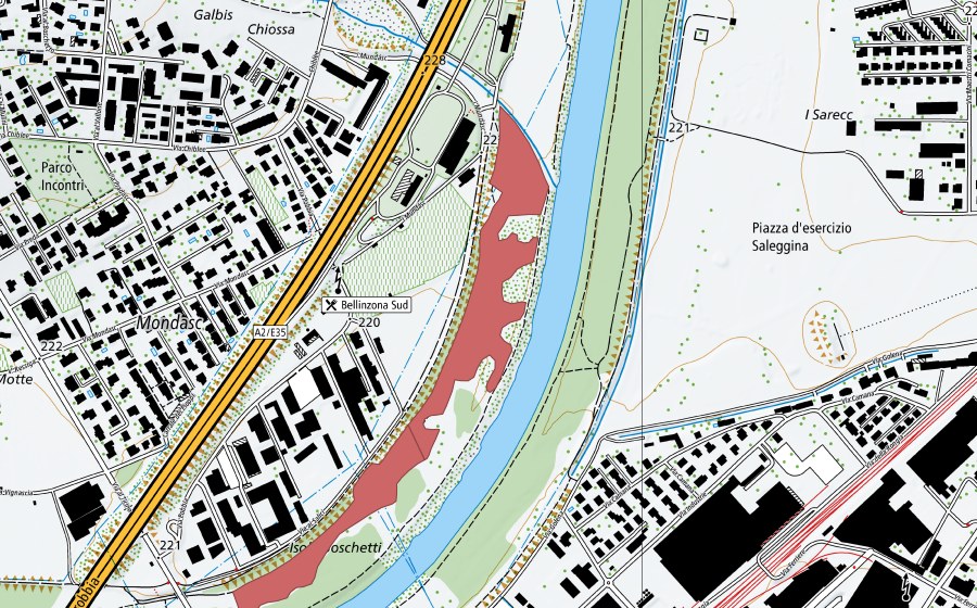Landeskarte swisstopo mit dem Schutzperimeter von Galbis (Trockenwiese)