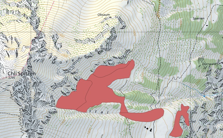 Carte nationale swisstopo avec le périmètre protégé de Gampelen (Prairie sèche)