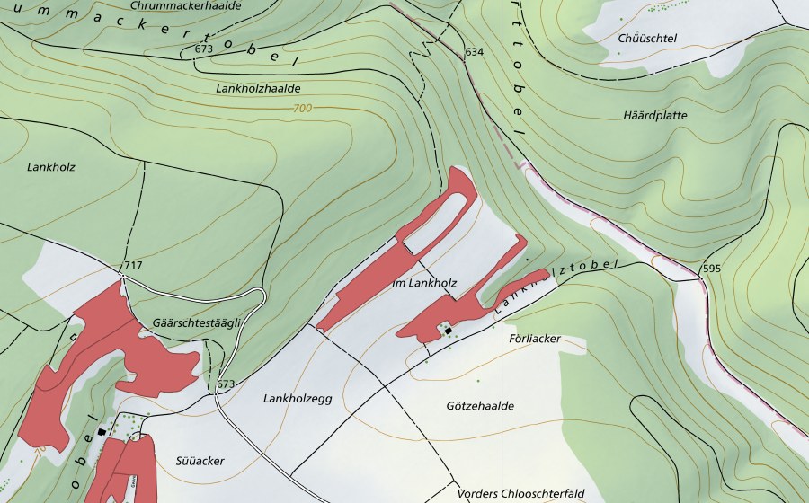 swisstopo national map showing the protected perimeter of Götzenhalde (Dry meadow)