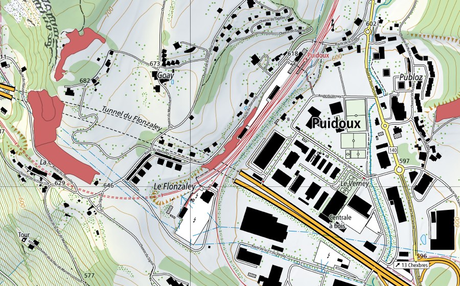 swisstopo national map showing the protected perimeter of Goy (Dry meadow)