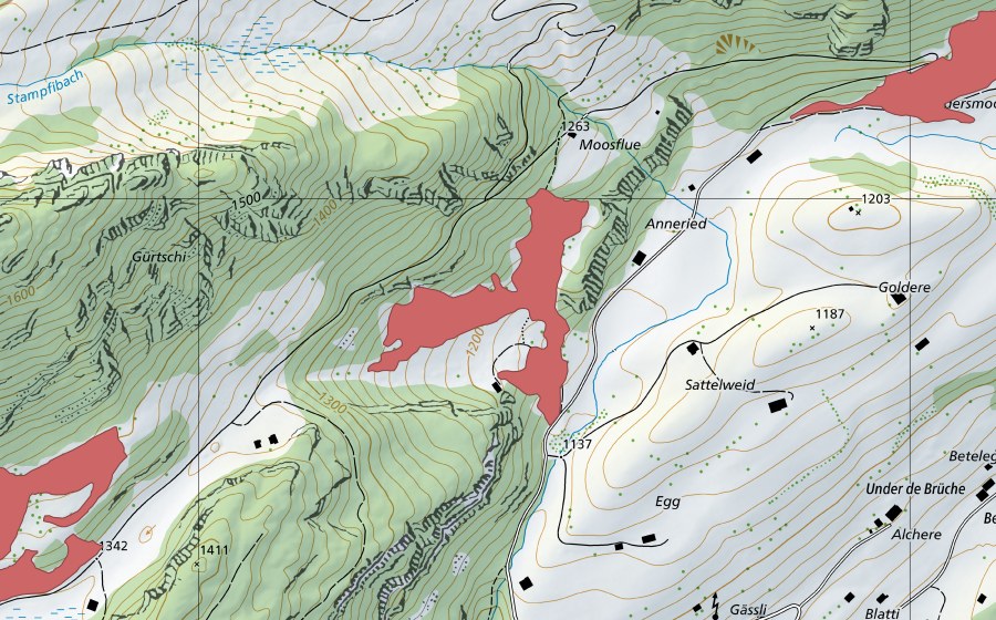 swisstopo national map showing the protected perimeter of Gürtschi (Dry meadow)