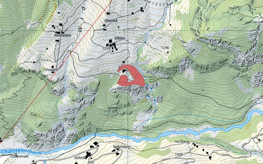 Carte nationale swisstopo avec le périmètre protégé de Halten (Prairie sèche)