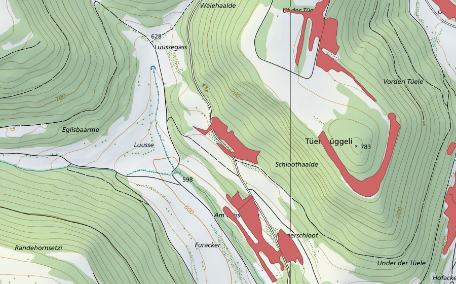 swisstopo national map showing the protected perimeter of Hohlgraben (Dry meadow)