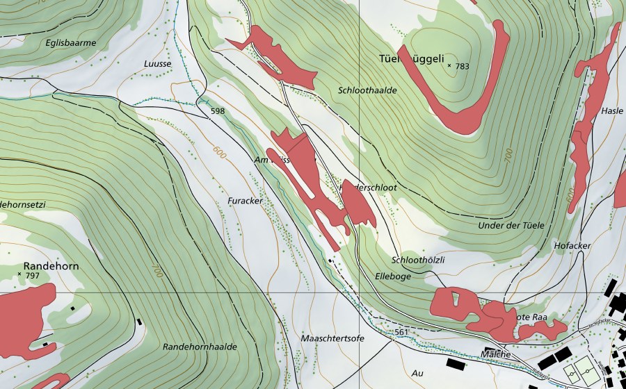 Carte nationale swisstopo avec le périmètre protégé de Hohlgraben (Prairie sèche)