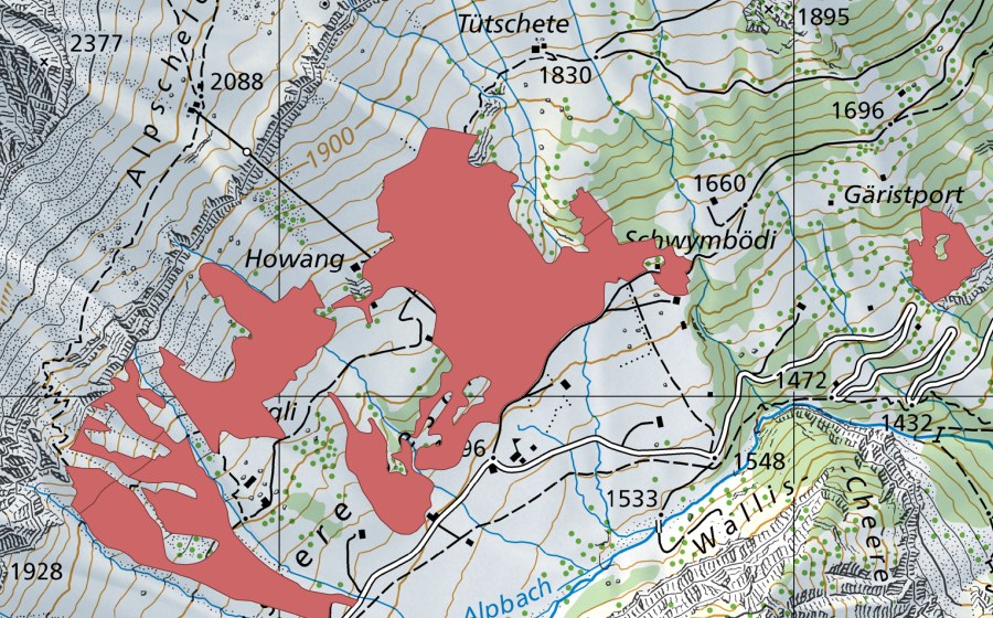 Carte nationale swisstopo avec le périmètre protégé de Hohwang (Prairie sèche)