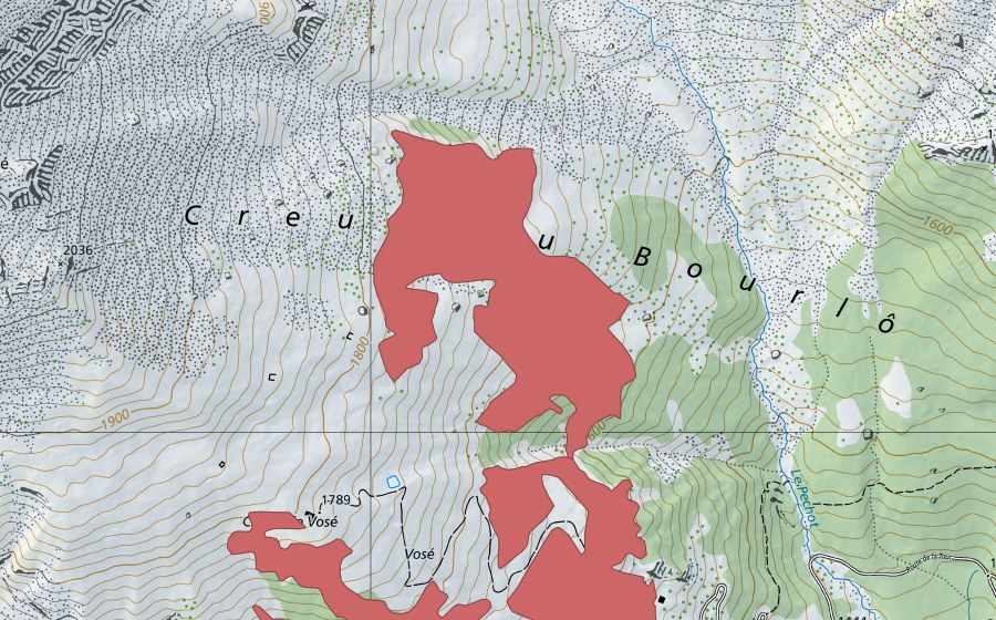 Landeskarte swisstopo mit dem Schutzperimeter von La Tour (Trockenwiese)