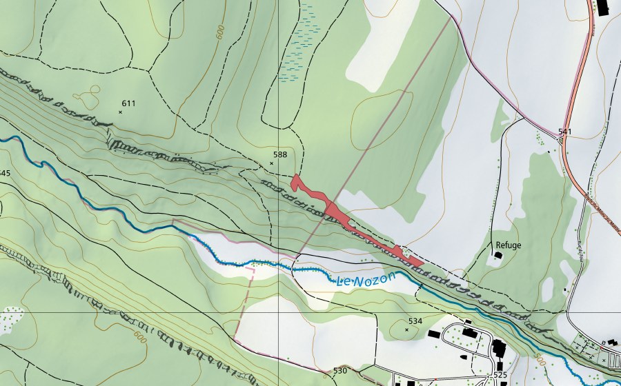 Carta nazionale swisstopo con il perimetro protetto di La Vaux (Prato secco)