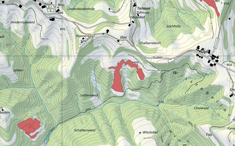 Carte nationale swisstopo avec le périmètre protégé de Lätten (Prairie sèche)