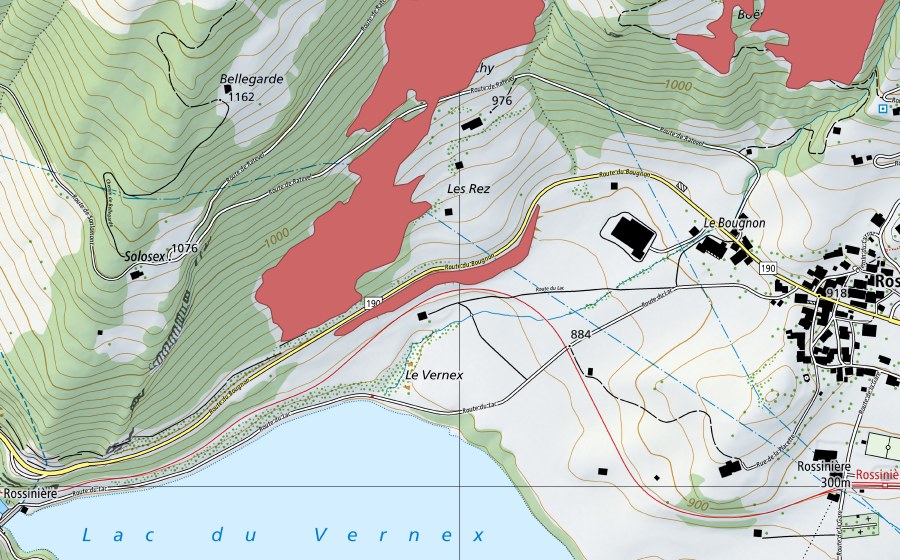 Carte nationale swisstopo avec le périmètre protégé de Le Lévanchy (Prairie sèche)