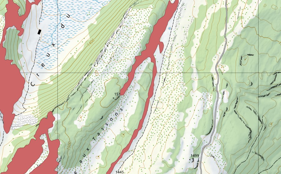 Carte nationale swisstopo avec le périmètre protégé de Le Noirmont (Prairie sèche)
