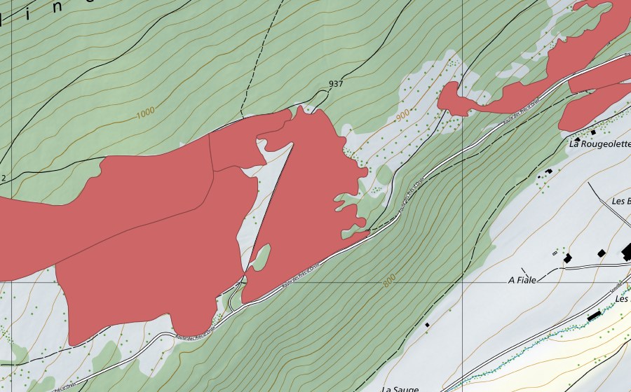 Landeskarte swisstopo mit dem Schutzperimeter von Les Prés d'Orvin (Trockenwiese)