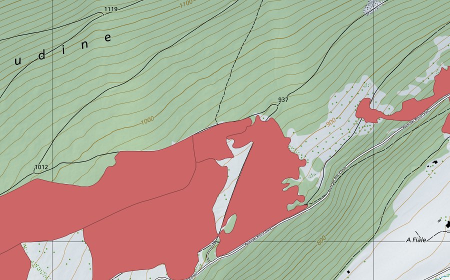 Landeskarte swisstopo mit dem Schutzperimeter von Les Prés d'Orvin (Trockenwiese)