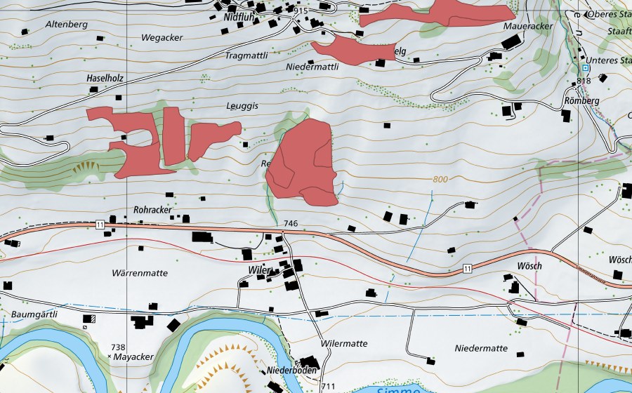 Landeskarte swisstopo mit dem Schutzperimeter von Leuggis (Trockenwiese)