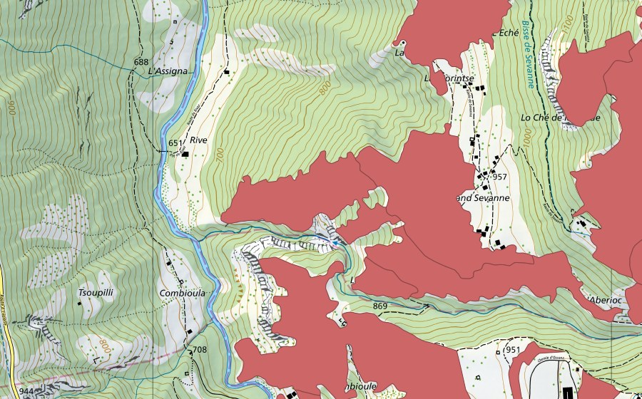 Landeskarte swisstopo mit dem Schutzperimeter von Mase (Trockenwiese)