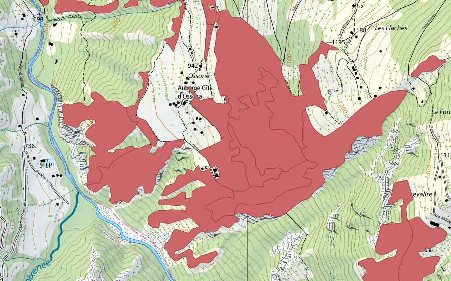 Landeskarte swisstopo mit dem Schutzperimeter von Mase (Trockenwiese)