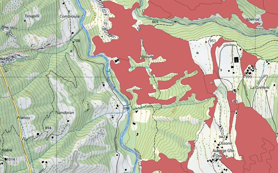 Landeskarte swisstopo mit dem Schutzperimeter von Mase (Trockenwiese)
