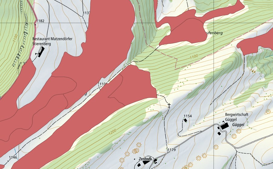 Carta nazionale swisstopo con il perimetro protetto di Matzendörfer Stierenberg (Prato secco)