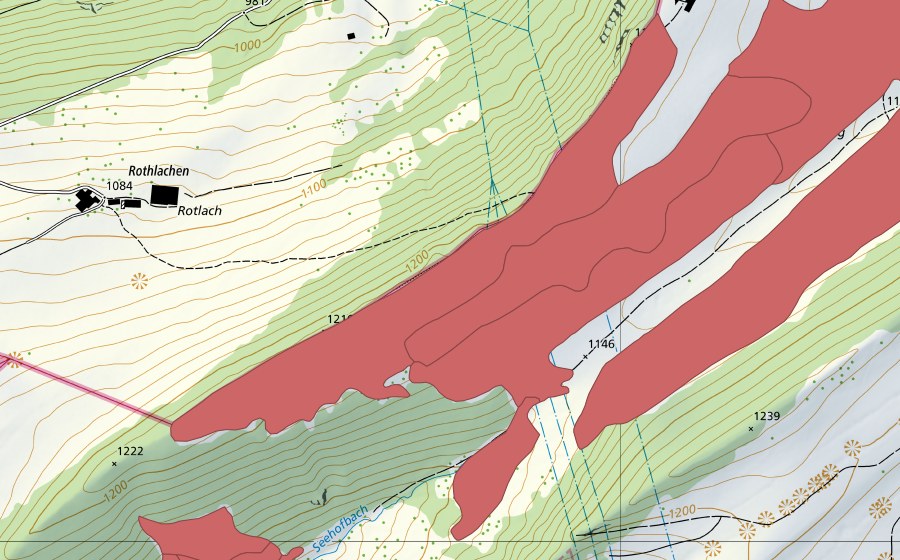 Landeskarte swisstopo mit dem Schutzperimeter von Matzendörfer Stierenberg (Trockenwiese)