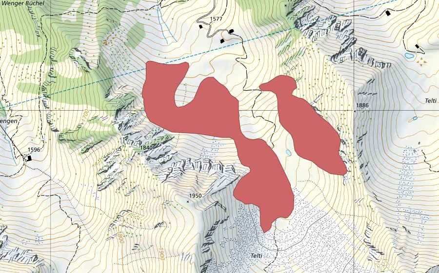 Carte nationale swisstopo avec le périmètre protégé de Mettental (Prairie sèche)