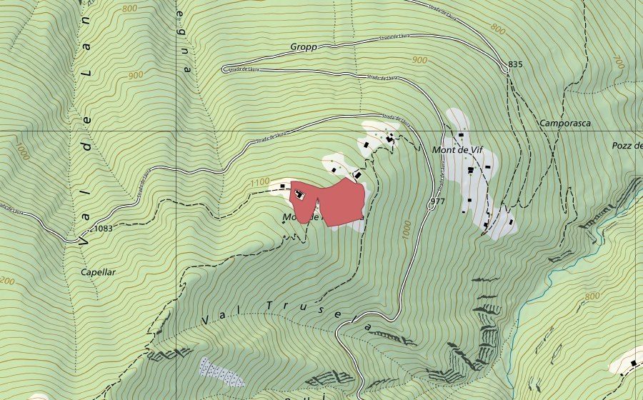 Carte nationale swisstopo avec le périmètre protégé de Mont di Prebonella (Prairie sèche)