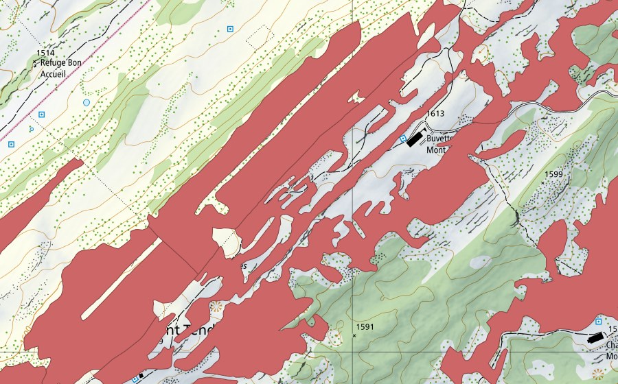 Landeskarte swisstopo mit dem Schutzperimeter von Mont Tendre (Trockenwiese)