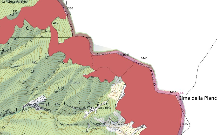 Carta nazionale swisstopo con il perimetro protetto di Monte Generoso (Prato secco)