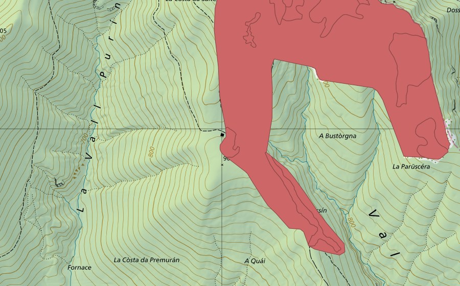 Carta nazionale swisstopo con il perimetro protetto di Monte San Giorgio (Prato secco)