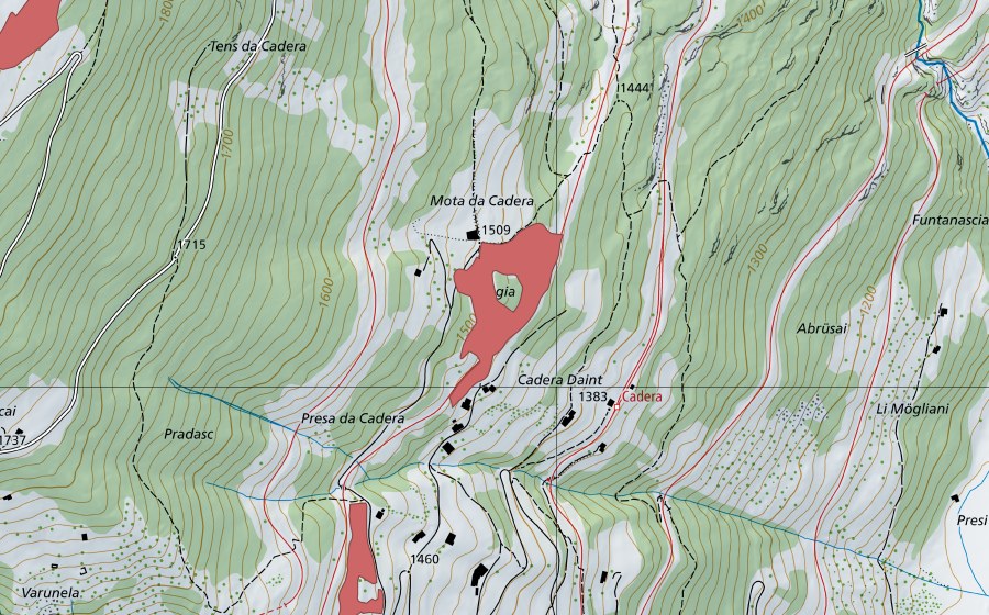 Landeskarte swisstopo mit dem Schutzperimeter von Motta da Cadera (Trockenwiese)