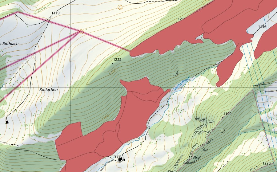 Landeskarte swisstopo mit dem Schutzperimeter von Ober Solterschwang (Trockenwiese)