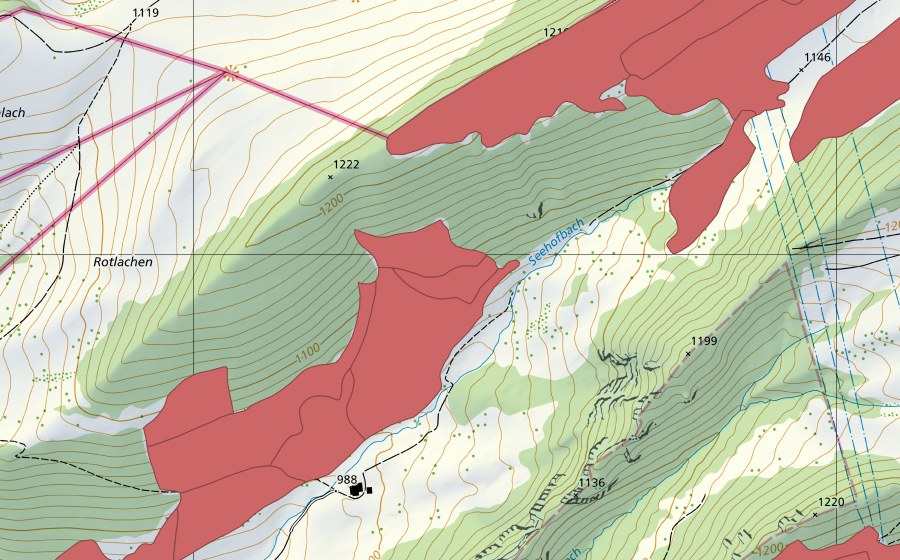 Landeskarte swisstopo mit dem Schutzperimeter von Ober Solterschwang (Trockenwiese)