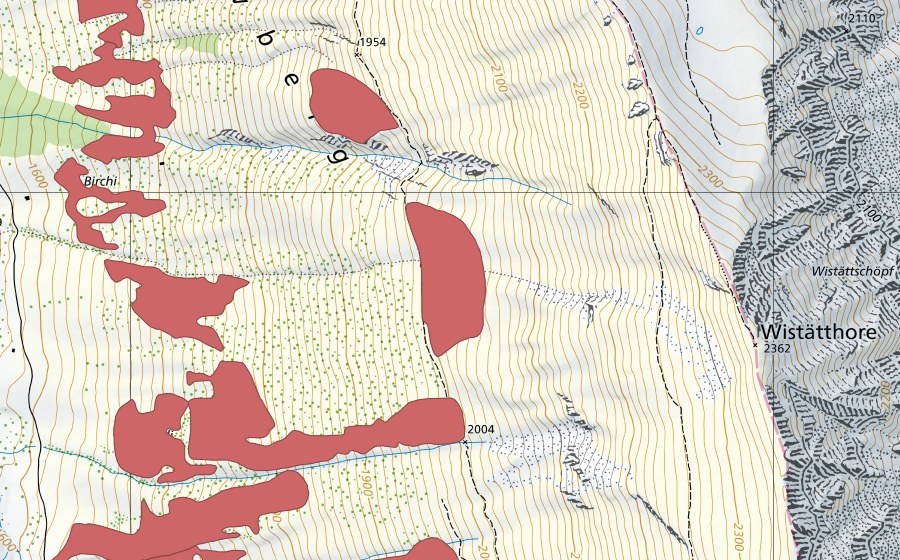 Carte nationale swisstopo avec le périmètre protégé de Pfaffebergmäder (Prairie sèche)