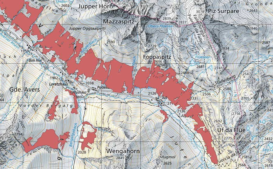 Carte nationale swisstopo avec le périmètre protégé de Pfrunt (Prairie sèche)