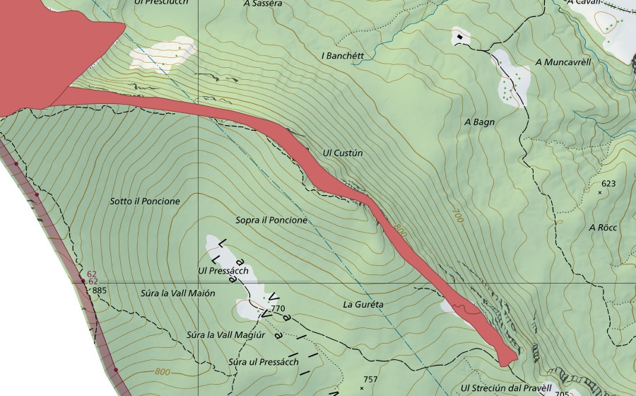 Landeskarte swisstopo mit dem Schutzperimeter von Poncione d'Arzo (Trockenwiese)