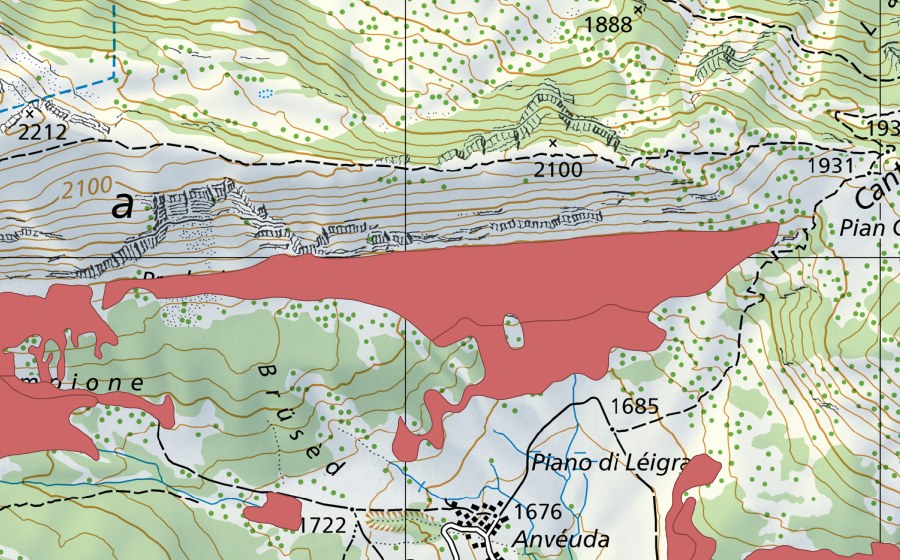 Carte nationale swisstopo avec le périmètre protégé de Preda di Ganosa (Prairie sèche)