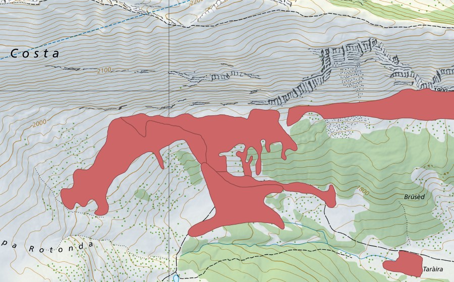 Carte nationale swisstopo avec le périmètre protégé de Preda di Ganosa (Prairie sèche)
