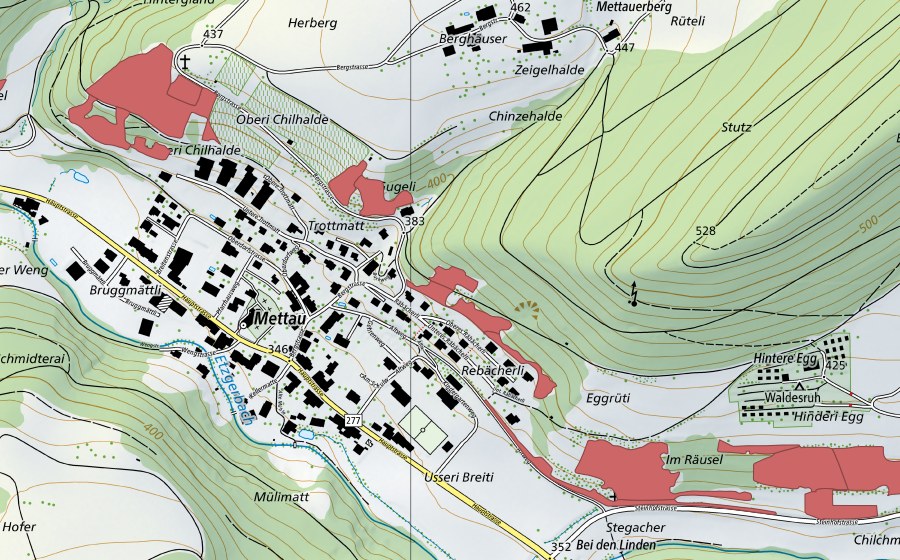 swisstopo national map showing the protected perimeter of Ritterhalde (Dry meadow)
