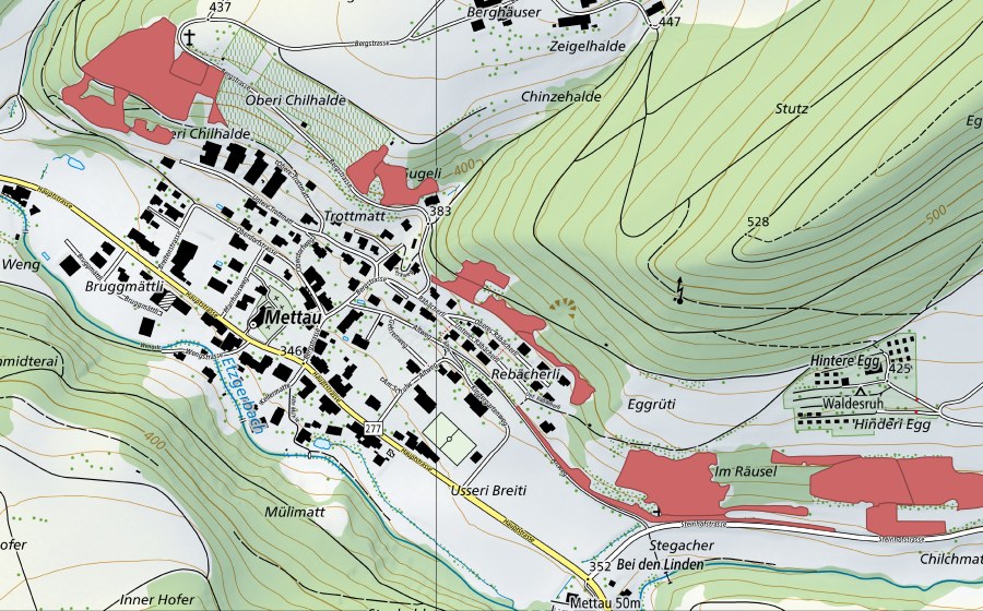 Carte nationale swisstopo avec le périmètre protégé de Ritterhalde (Prairie sèche)