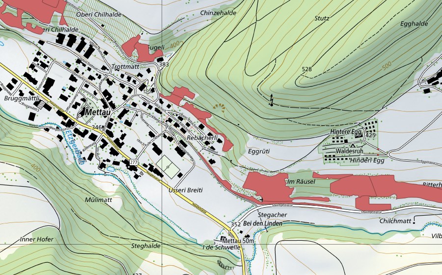 swisstopo national map showing the protected perimeter of Ritterhalde (Dry meadow)