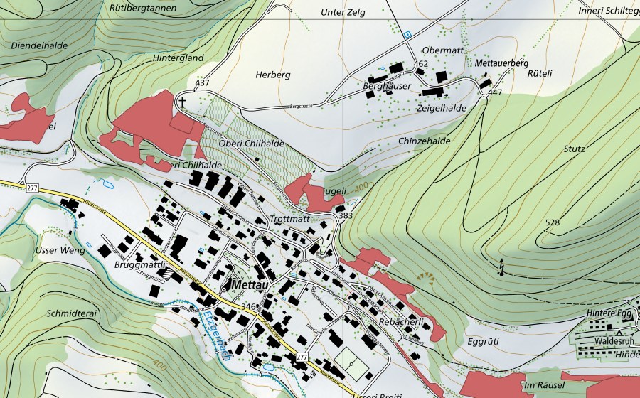 swisstopo national map showing the protected perimeter of Ritterhalde (Dry meadow)