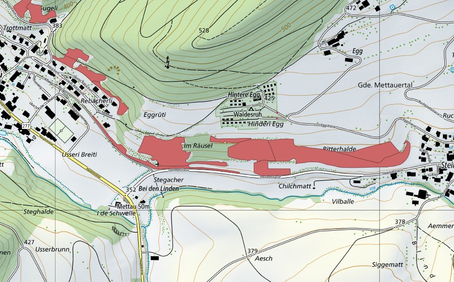 swisstopo national map showing the protected perimeter of Ritterhalde (Dry meadow)