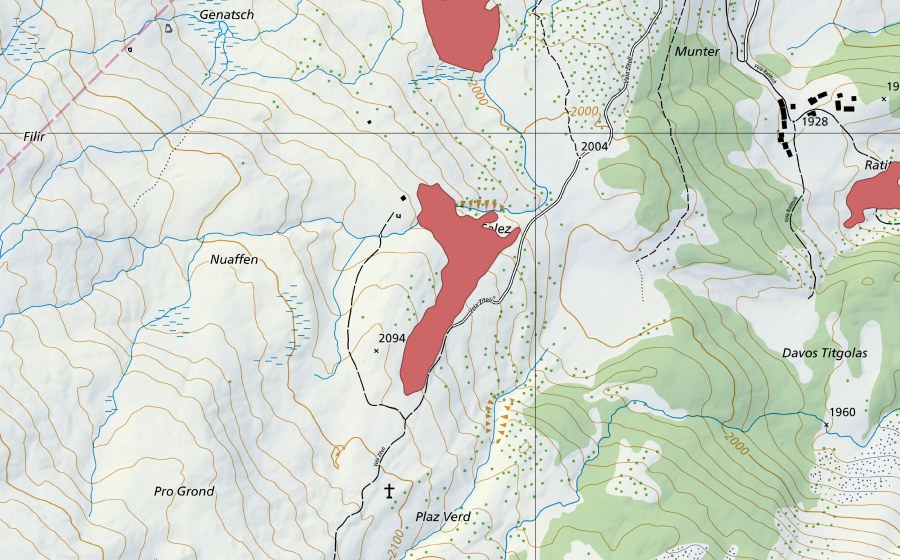Landeskarte swisstopo mit dem Schutzperimeter von Salez (Trockenwiese)