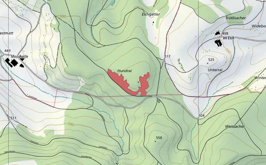 Carte nationale swisstopo avec le périmètre protégé de Sarbe (Prairie sèche)