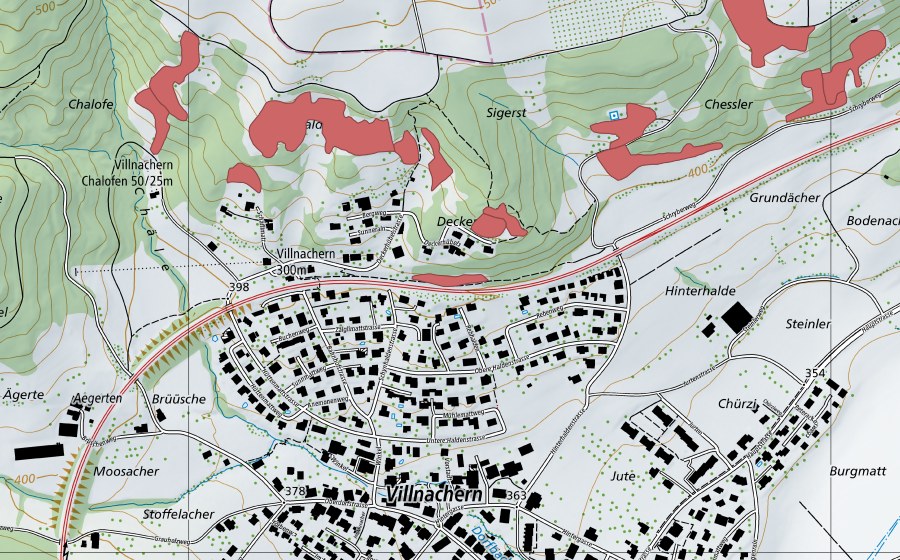 swisstopo national map showing the protected perimeter of Schihalden (Dry meadow)